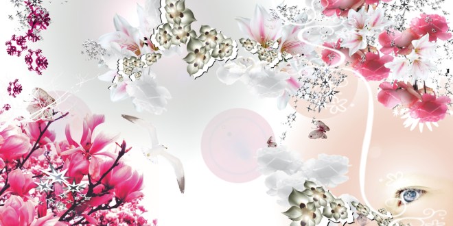 Phantastische Welt mit Blumen