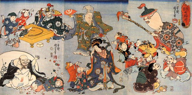 Die sieben Glücksgötter von Kuniyoshi Utagawa, Wiki gemeinfrei