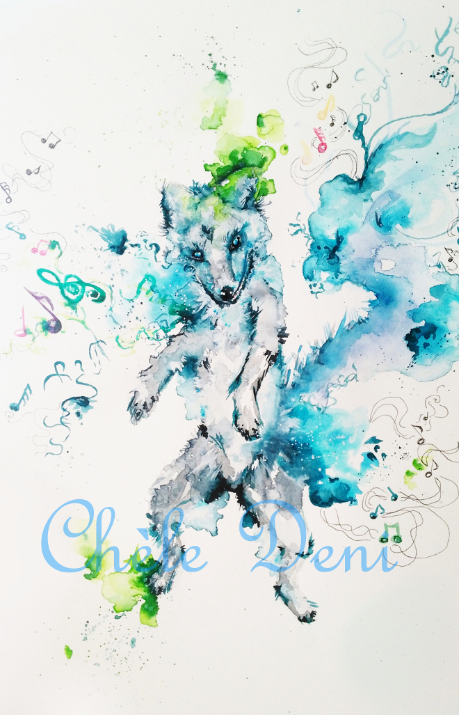 Fuchs auf blauem Hintergrund