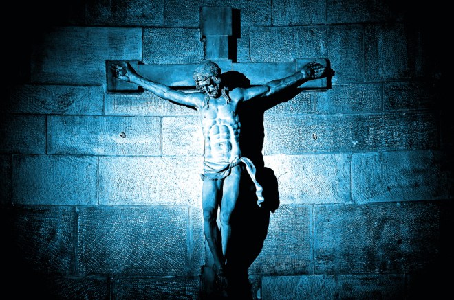 Jesus auf blauem Hintergrund