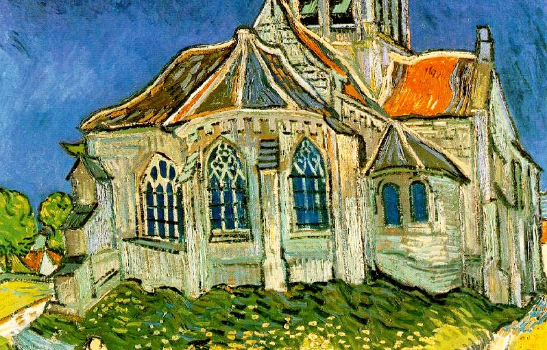 schöne Kirche mit einer Frau davor